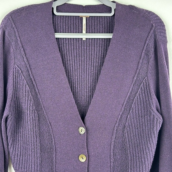 Free People Wool Blend Button Down Peplum Cardigan - Picture 2 of 12